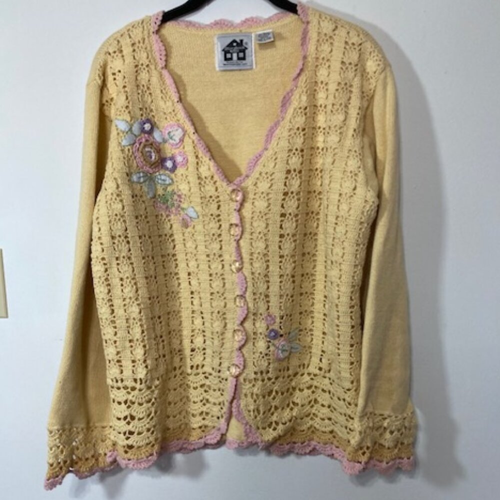 Storybook Knits “Sunshine Bouquet” Vintage Sweater, Size L